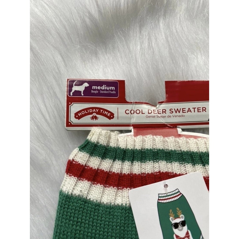 Holiday Time Dog Sweater Size Medium Cool Christmas Deer Pet Clothes - Picture 4 of 6